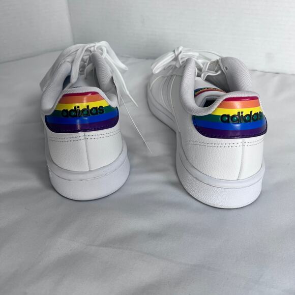 Hard to Find NWT Adidas Grand Court Pride Rainbow White Sneakers FY4289 W 8 - Picture 7 of 10